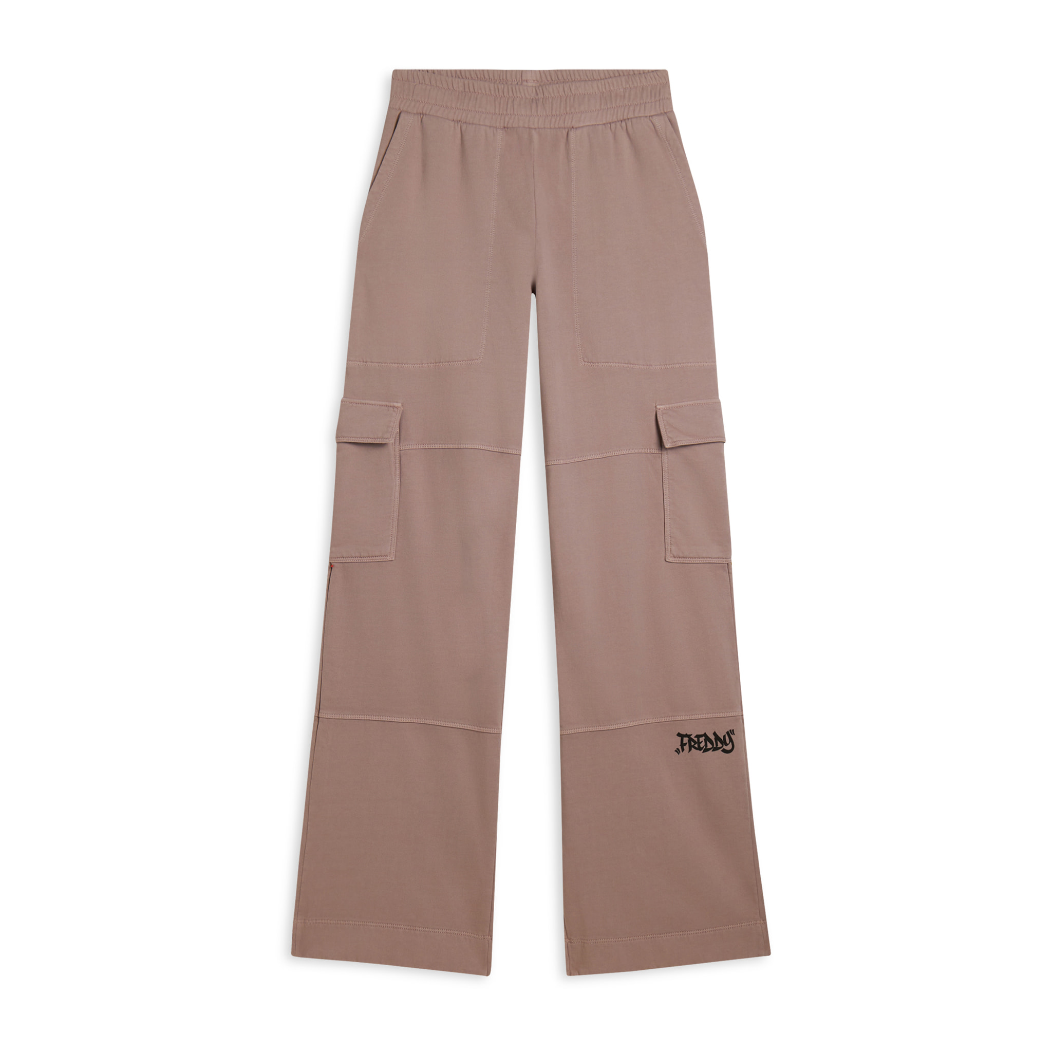 Pantaloni cargo wide leg in felpa con tasconi