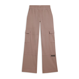 Pantaloni cargo wide leg in felpa con tasconi