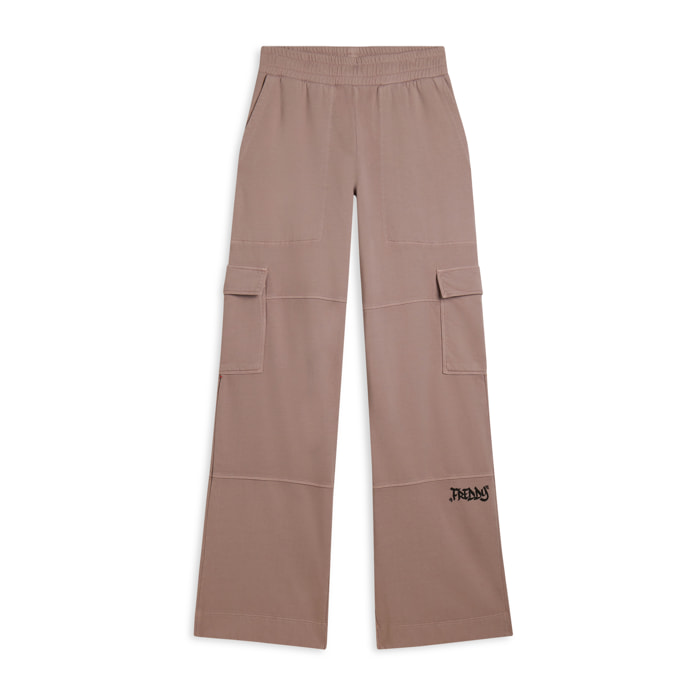 Pantaloni cargo wide leg in felpa con tasconi