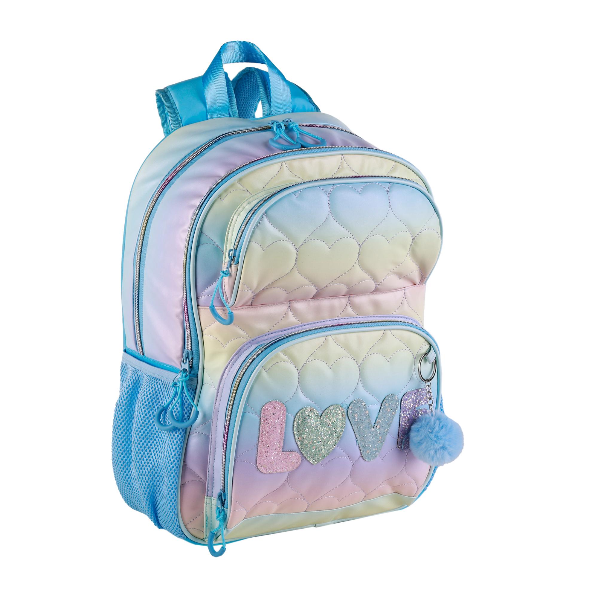 Blin-Blin Love mochila primaria doble compartimento, de gran capacidad y adaptable a carro.