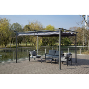 Pergola avec toit rétractable - 3 x 4 m - Gris