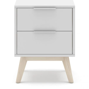 Mesita de noche Numa 2 cajones Blanco - Oak Soft