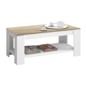 Mesa de centro elevable Ambit Blanco Artik (Blanco Mate) - Roble Canadian