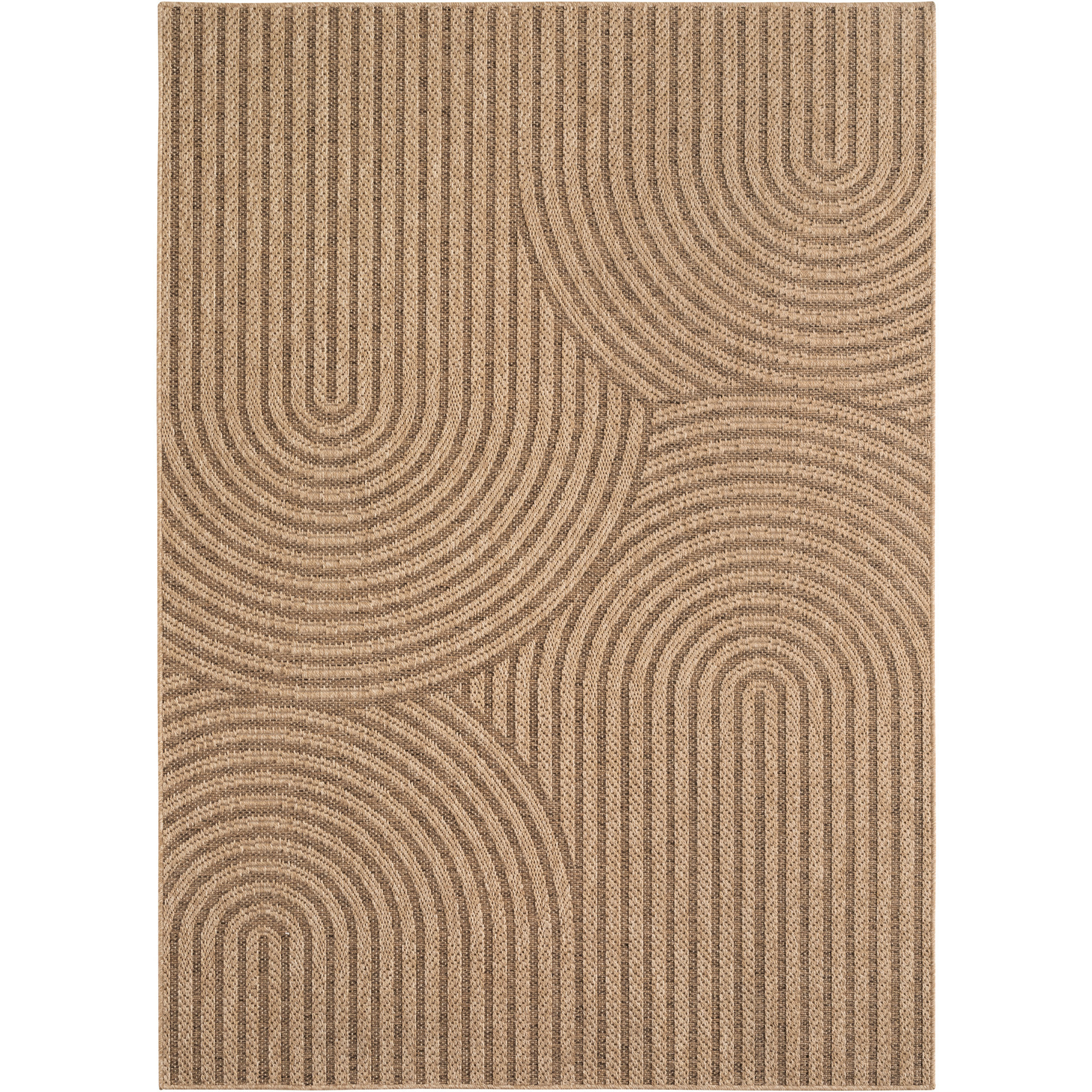 LINORA - Tapis intérieur/extérieur beige à motif géométrique naturel