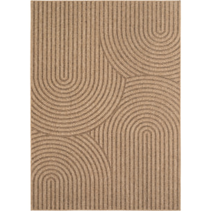 LINORA - Tapis intérieur/extérieur beige à motif géométrique naturel
