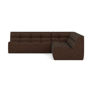 Alya - canapé modulable d'angle réversible 5 places en simili - Marron