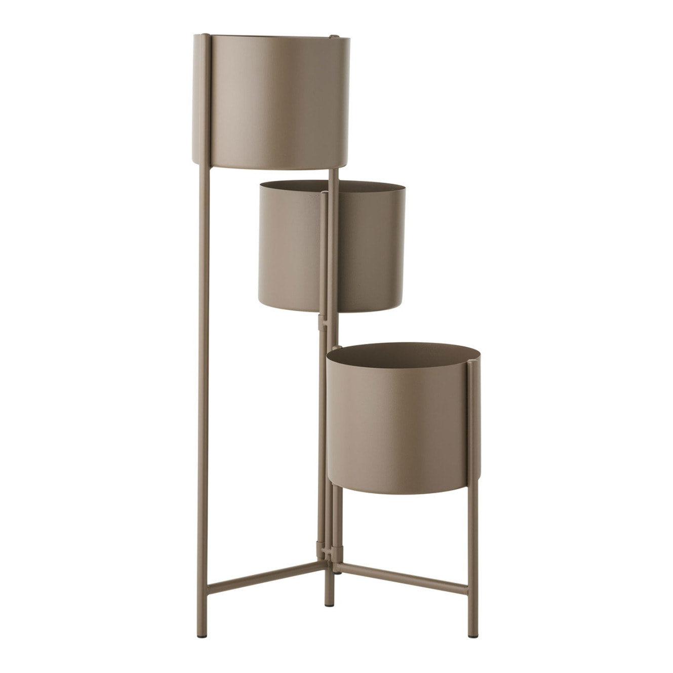 Supporto portavasi a 3 livelli in acciaio marrone 22,5x23x75,5 cm