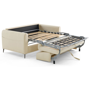 Owen - canapé 3 places convertible couchage quotidien matelas 12 cm en simili - Beige
