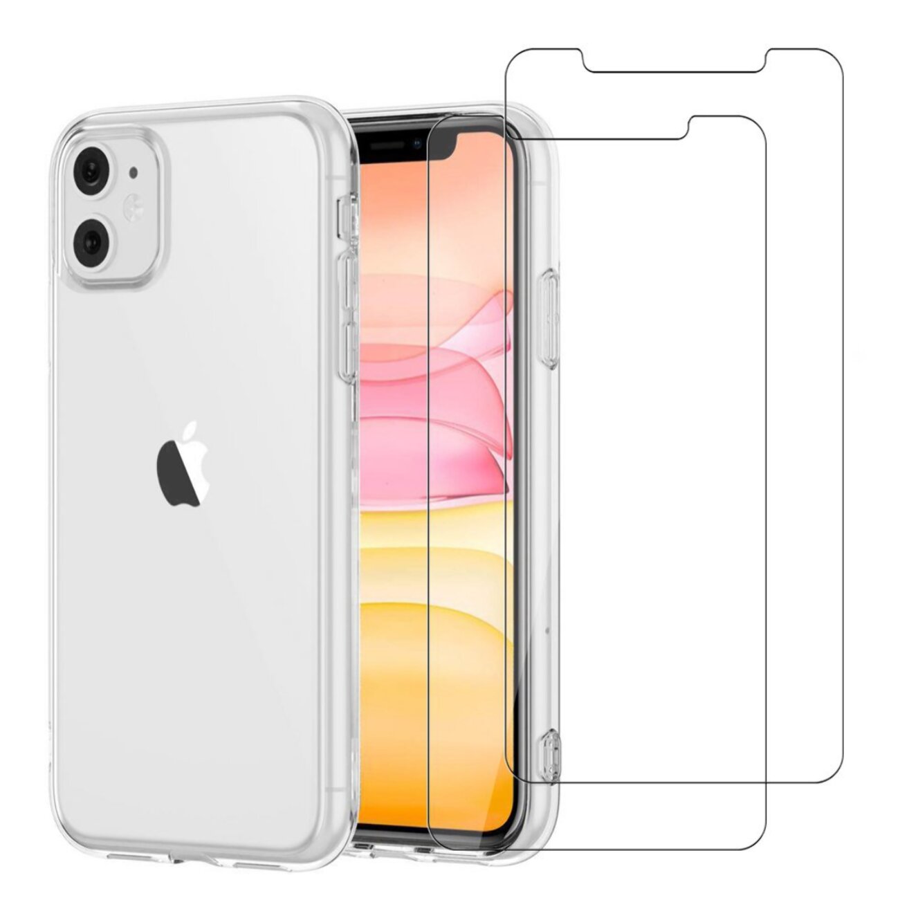 Coque iPhone 11 Silicone + 2 Vitres en verre trempé Protection écran et antichocs