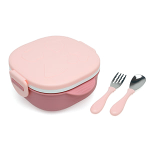 CAJA ALMUERZO CUADRADO ACERO INOXIDABLE ROSA