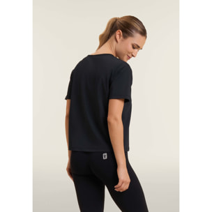 T-shirt cropped con maniche ampie e stampa Mood Up