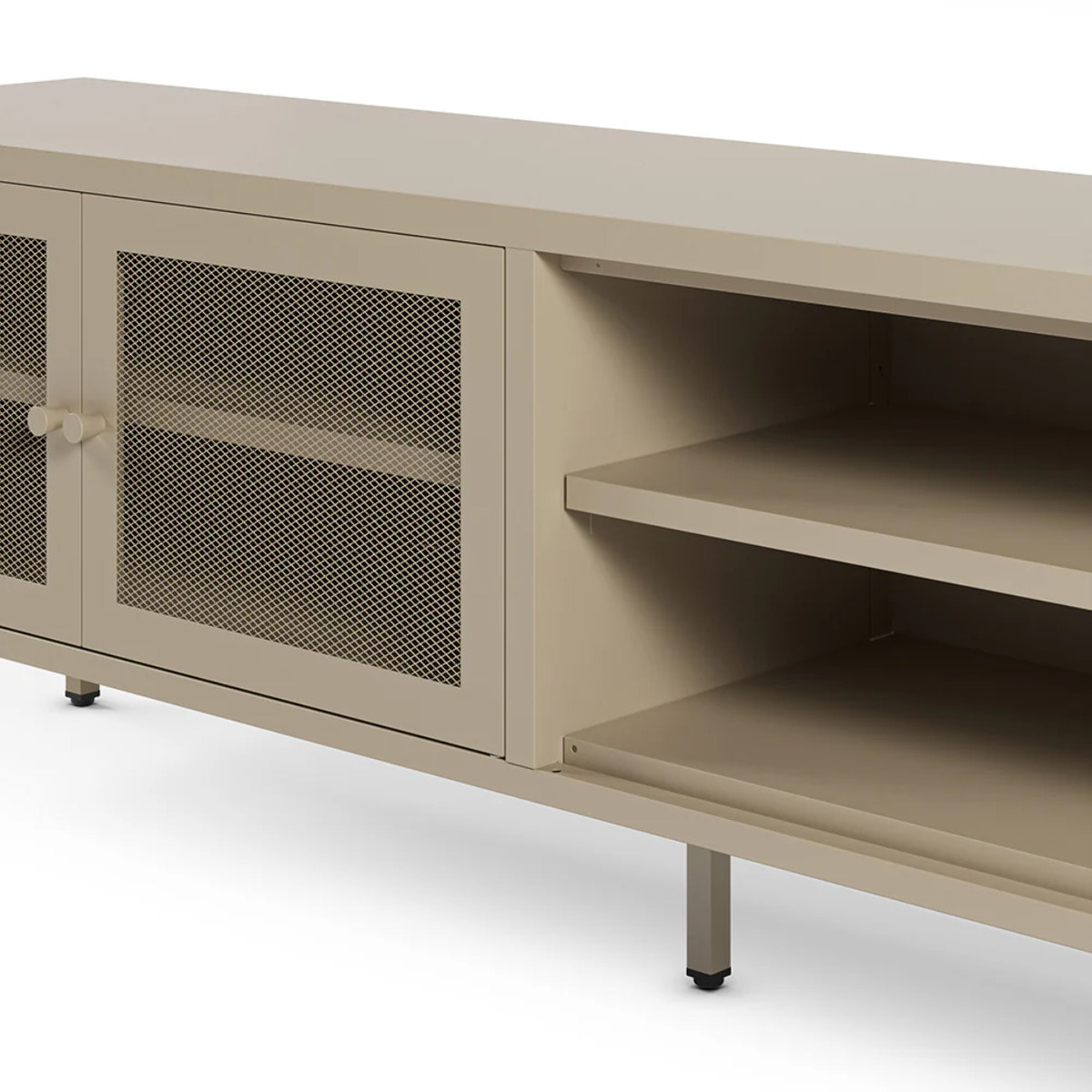 Meuble TV en métal beige 2 portes, 160 cm - Latem