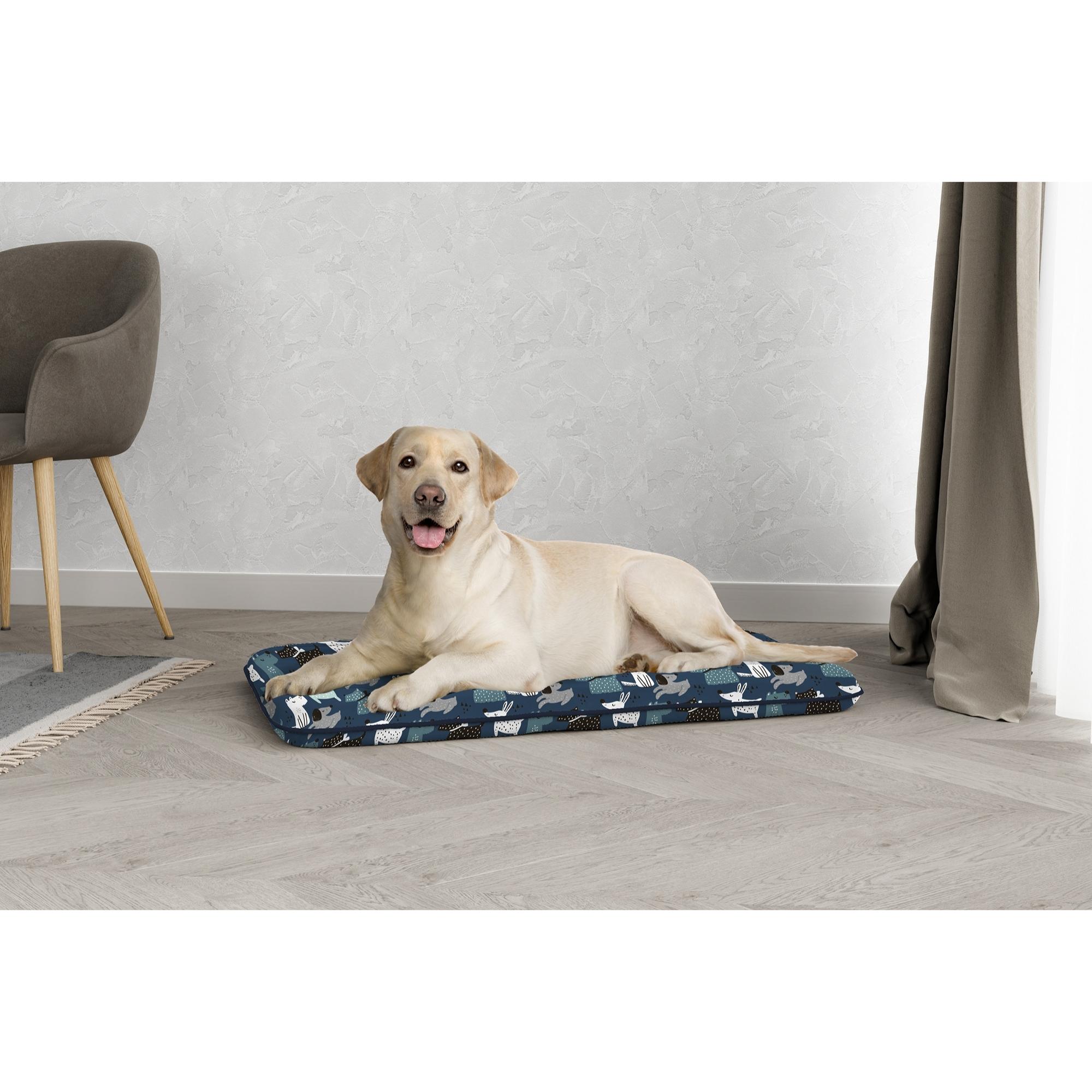 MAXY CUSCINONE TRAPUNTATO STAMPATO-BLUE DOGS 60X100 CM