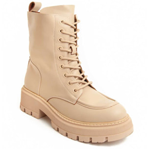 Bota De Plataforma - Beige - Altura: 5 Cm