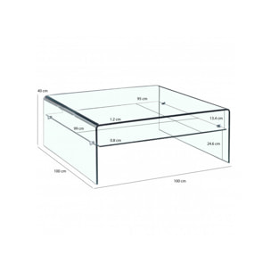 Table basse carré en verre trempé - BENT
