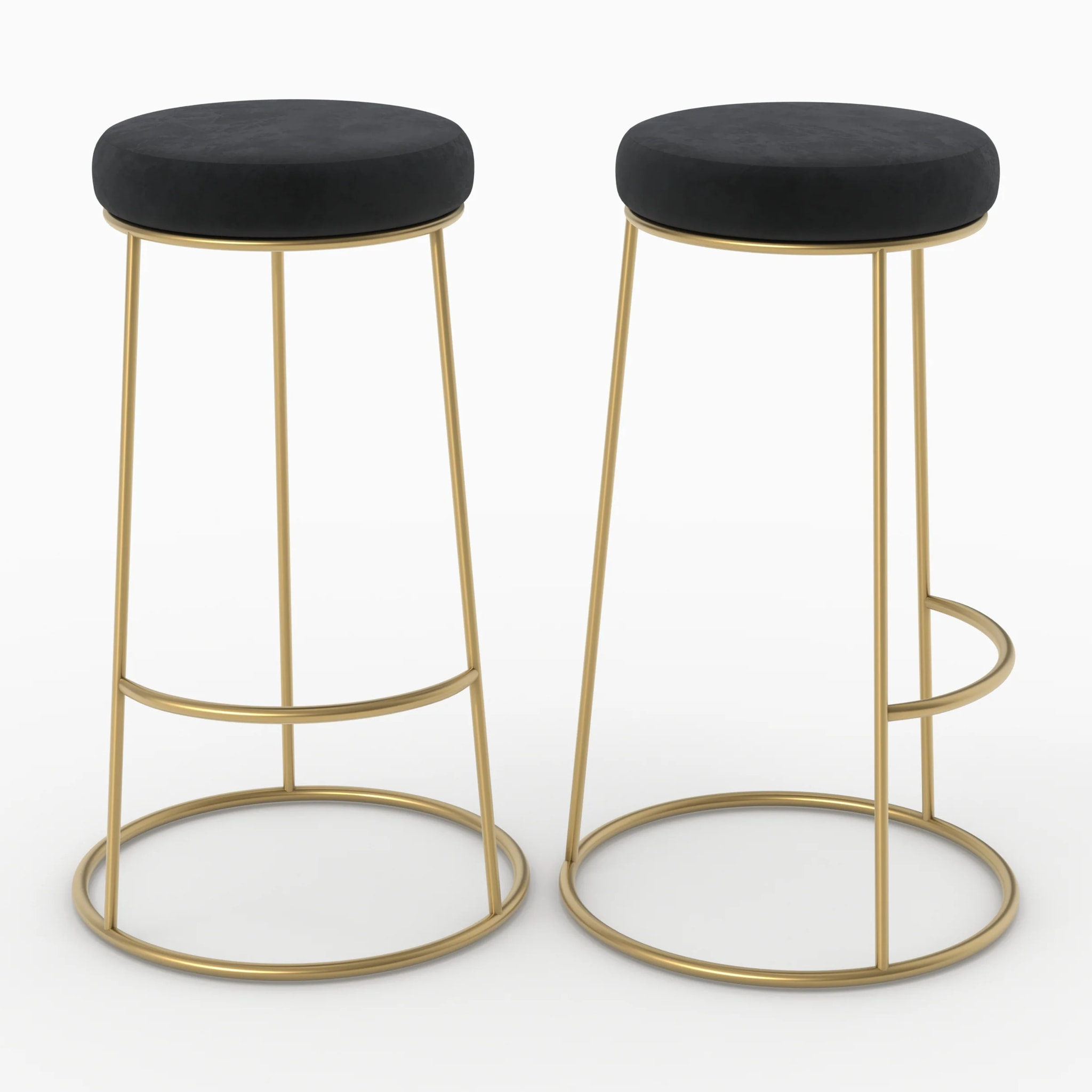 Lot de 2 tabourets de bar 73 cm en velours noir - Kendal