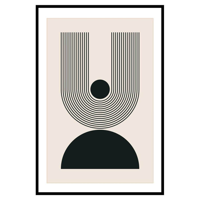Affiche encadrée arche abstraite minimaliste Affiche + cadre en métal - Noir