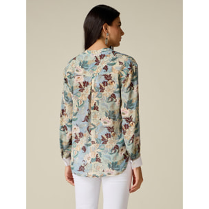 Oltre - Camisa estampada con detalle joya - Light - blue