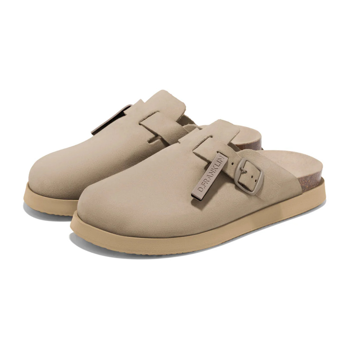 Sandalias Cerradas Vibe Clog Mujer Cierre Hebilla Color Taupe