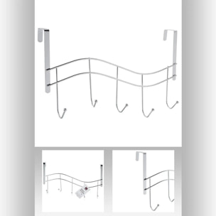 Patère 5 têtes vague métal