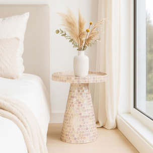 Table d'appoint en coquille de capiz rose ELORA