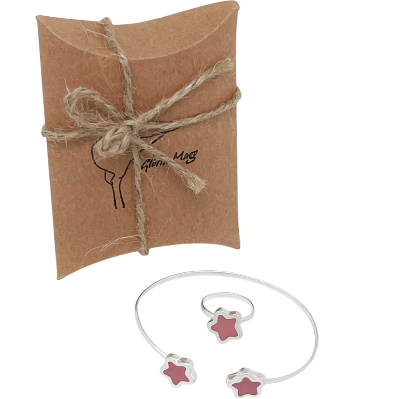 Conjunto Colors Flor Pulsera y anillo plata 10µ Rosa