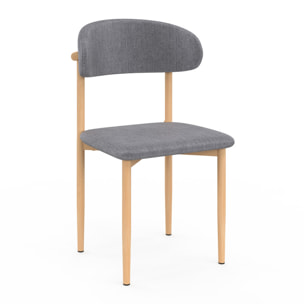 Chaises Callisto en tissu gris et pieds métal - lot de 6