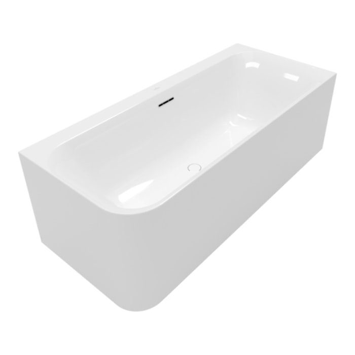 Baignoire semi-îlot d'angle VILLEROY & BOCH Loop & Friends version droite avec bonde et trop-plein blanc