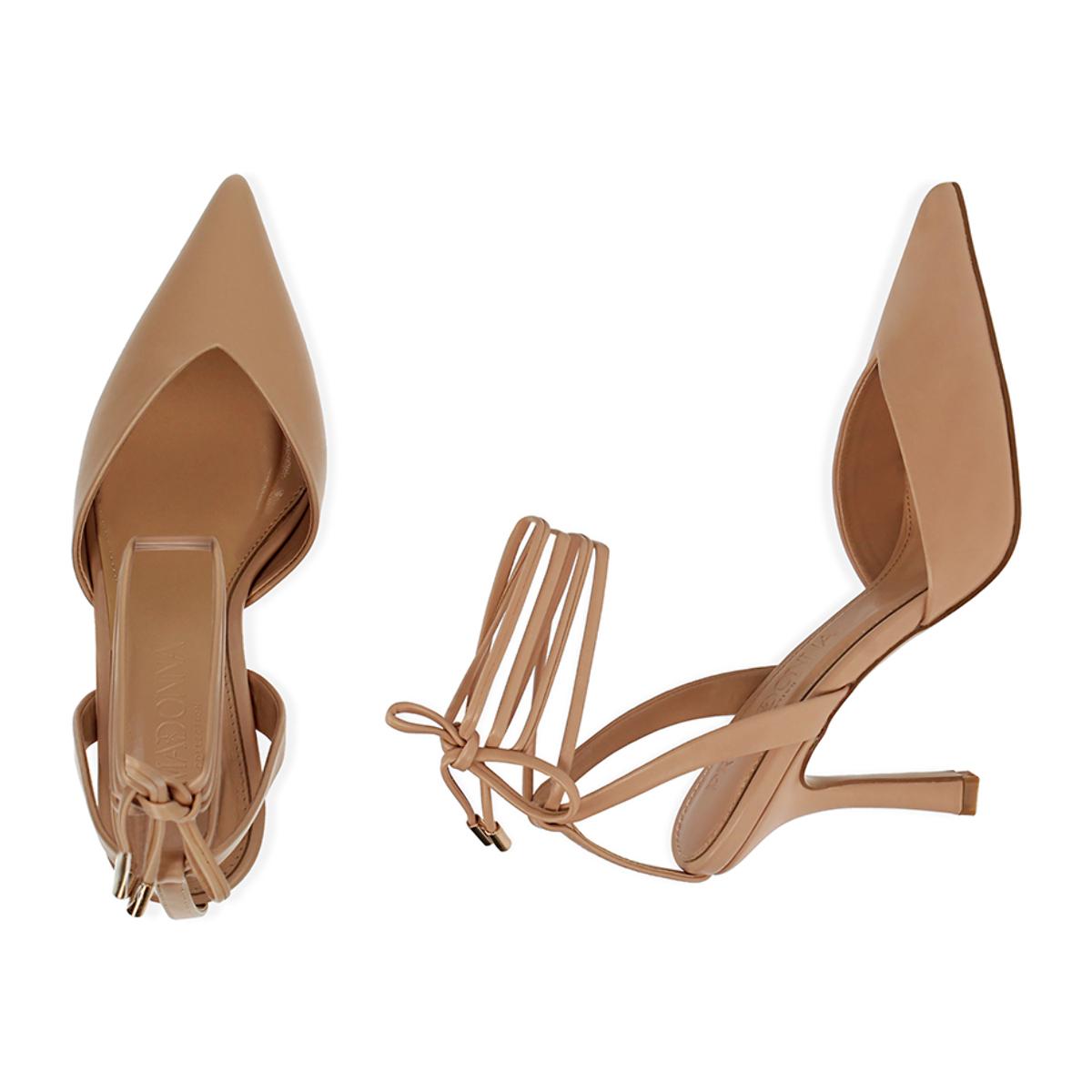 Slingback lace-up beige, tacco 9,5 cm