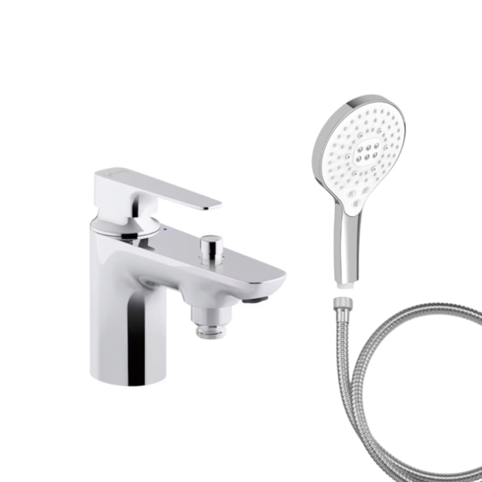 Mitigeur baignoire Aleo+ + pommeau de douche Metro signature + flexible de douche métal
