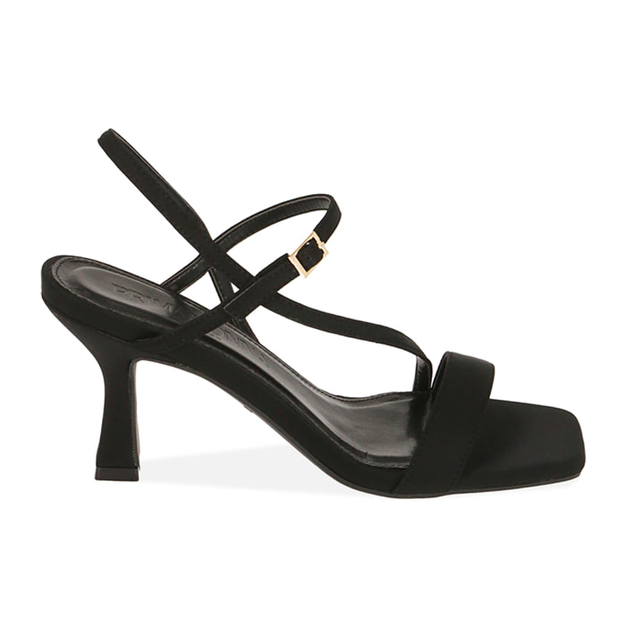 Sandalias negras con tacón en lycra