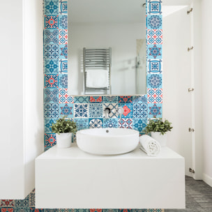 Stickers muraux - Sticker Mural Carrelage adhésif Cuisine Salle de Bain - 24 STICKERS CARREAUX DE CIMENT AZULEJOS CLIRIONA