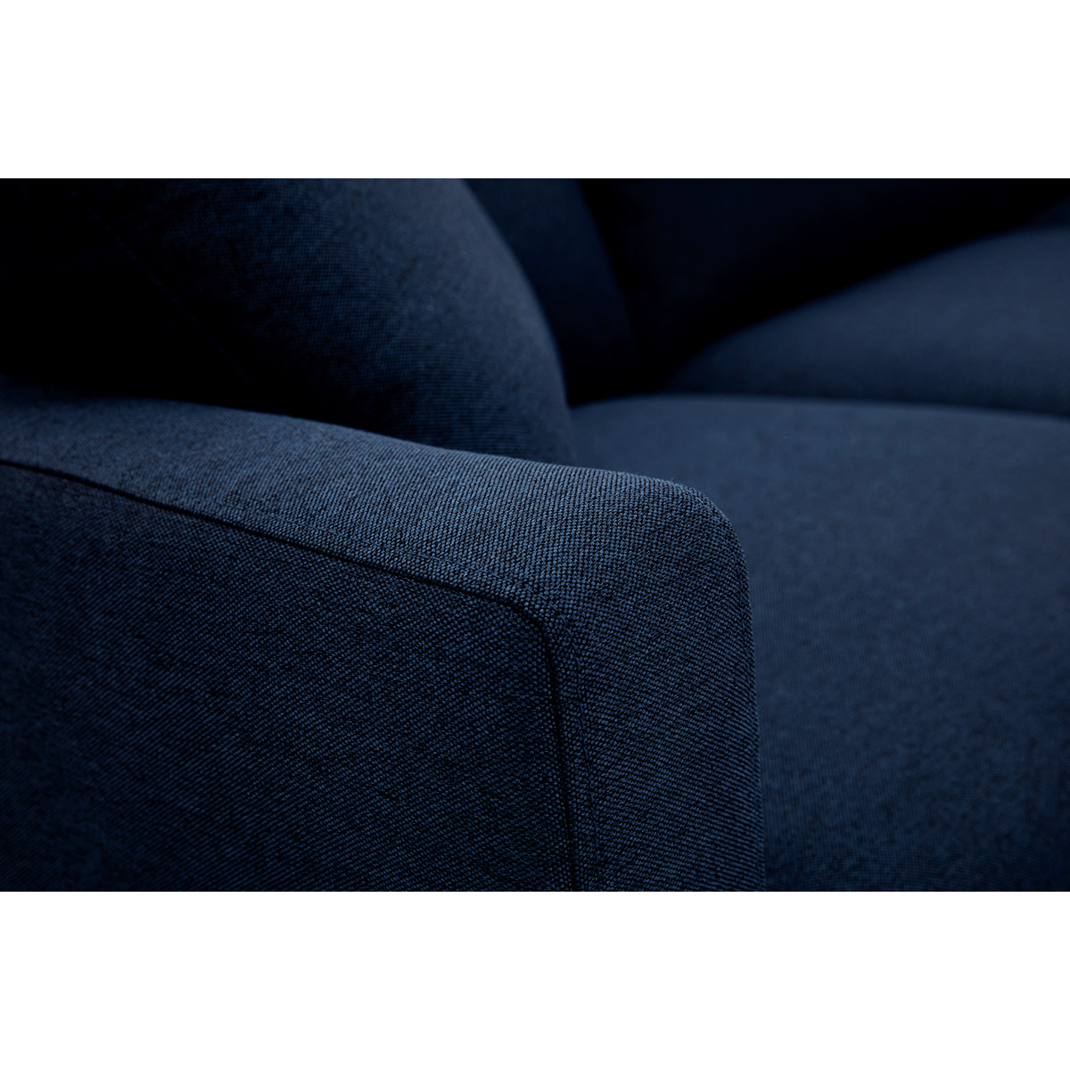 Canapé 3 places en tissu bleu foncé et bois foncé MUNIK