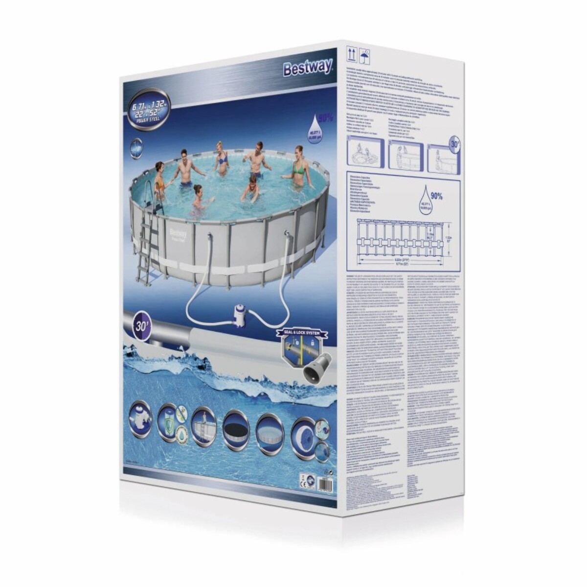 Bestway Piscine hors sol tubulaire ronde Bestway Power Steel 671 x 132 cm gris clair