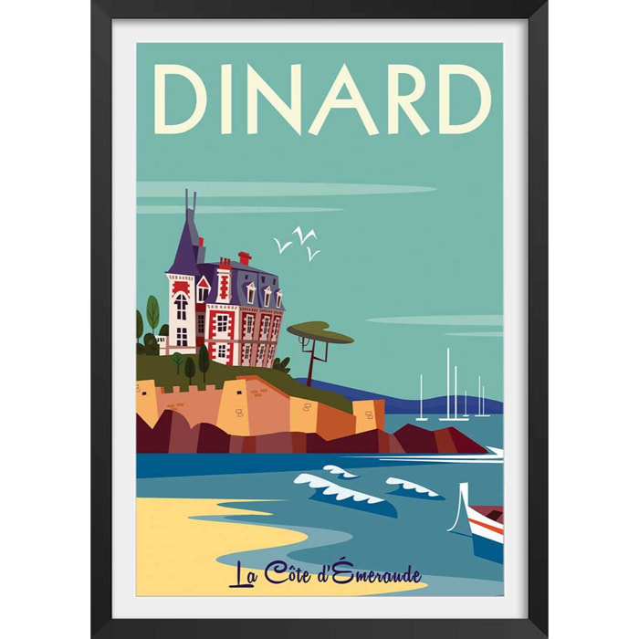 Affiche voyage à dinard Affiche + cadre en bois - Noir