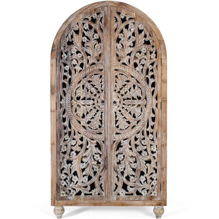 Armario de Madera de Teca 100 Cm Estilo Boho Tallado