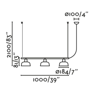 TATAWIN S metallo 3L Lampada a sospensione arancione rossastro