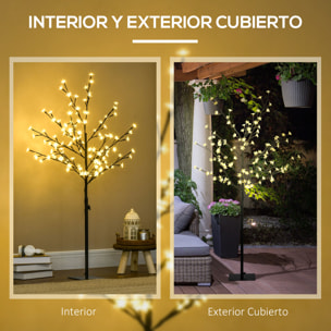 Luz de árbol de Cerezo con 120 Luces LED IP44 Ramas Flexibles 17x17x120 cm Negro