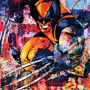 Affiche wolverine graffiti Affiche + cadre en bois - Chêne