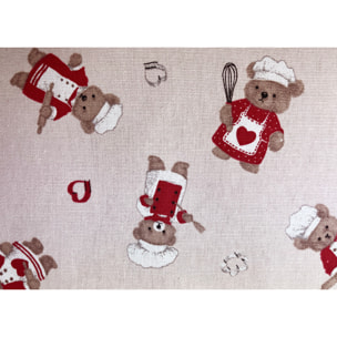 Tovaglia Cucina In 100% Cotone Made In Italy Disegno Orsetti Chef Vari Colori