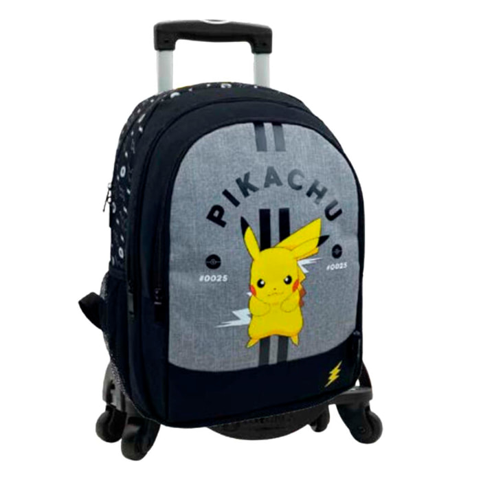 Pokemon Pikachu Zaino Americano Regolabile + Carrello nero.