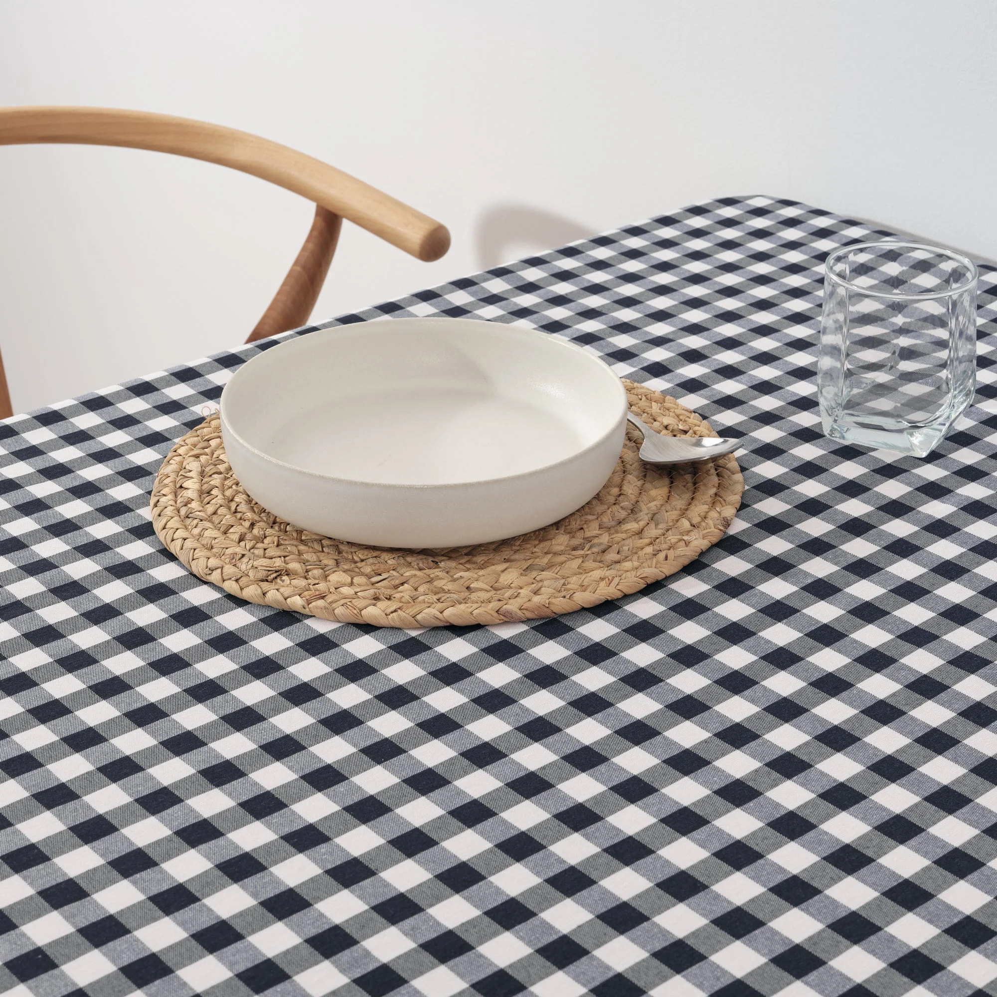 Nappe en tissu 100% coton Vichy Bleu Marine