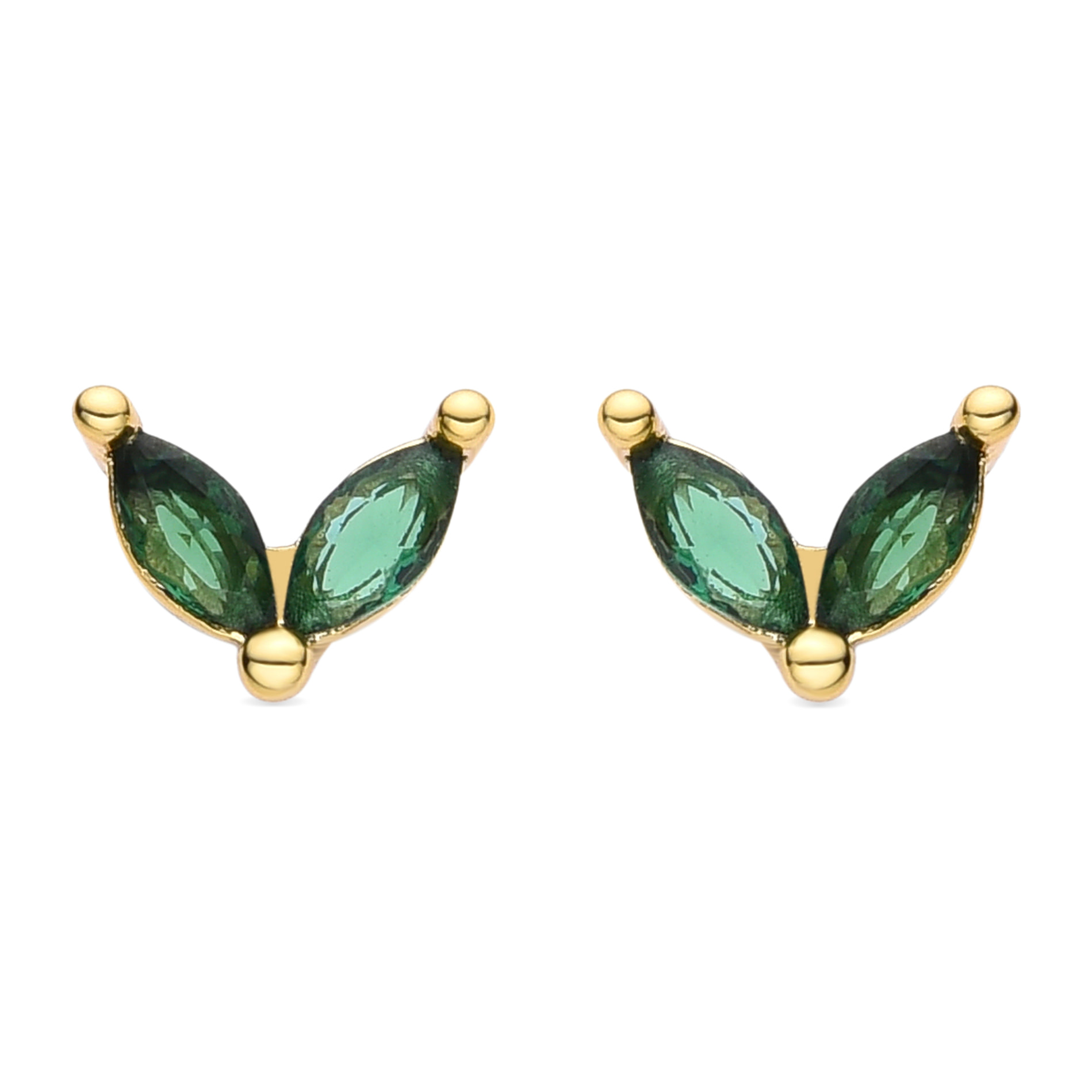 Pendientes de Circonita Esmeralda acabados en oro amarillo de 18K