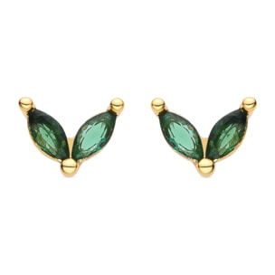 Pendientes de Circonita Esmeralda acabados en oro amarillo de 18K