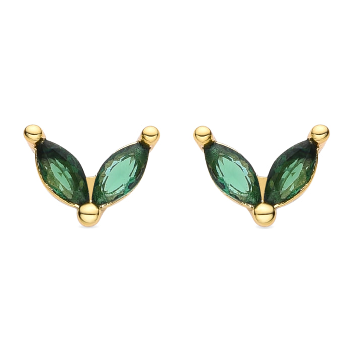 Pendientes de Circonita Esmeralda acabados en oro amarillo de 18K
