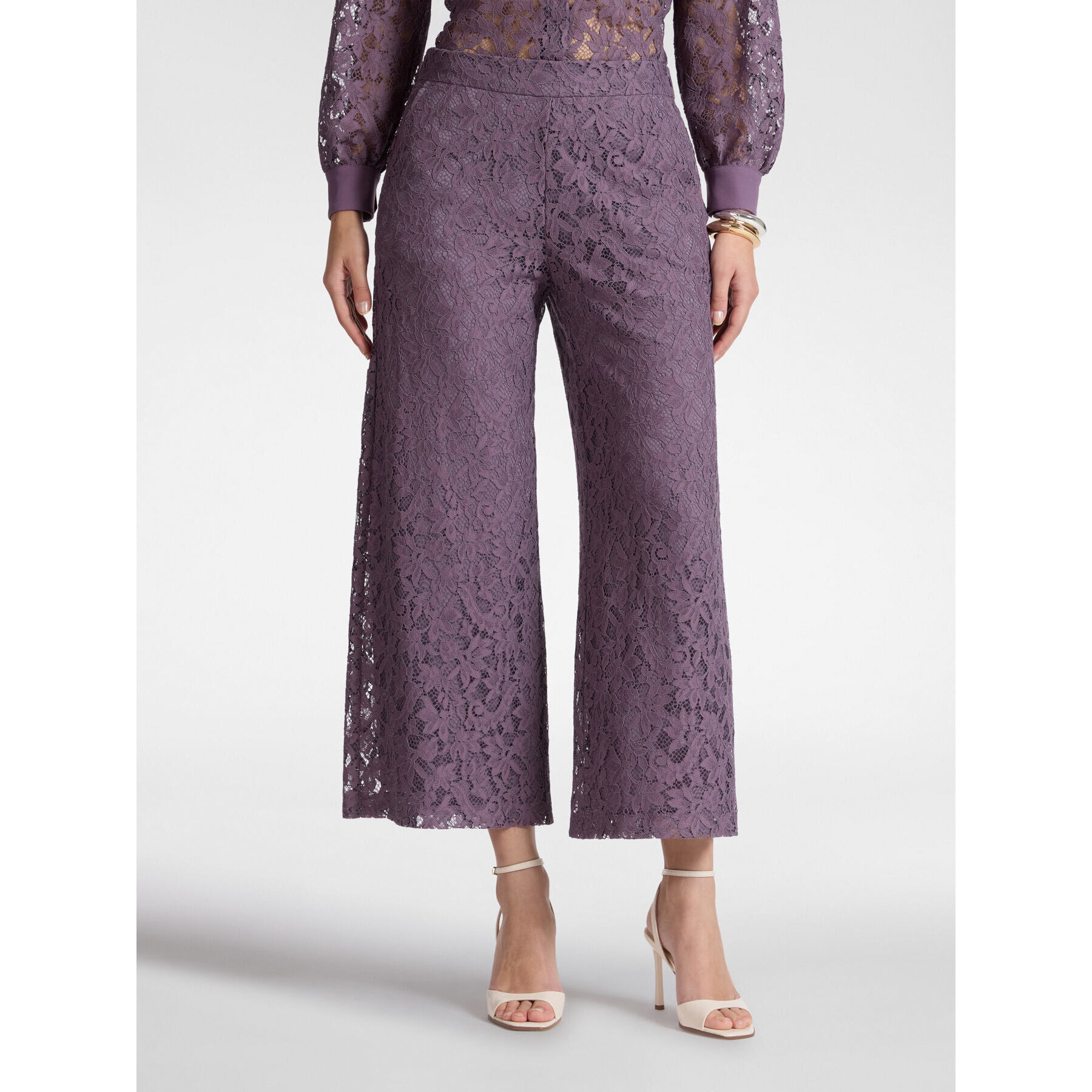 Elena Mirò - Pantaloni cropped in pizzo - Viola