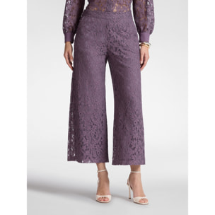 Elena Mirò - Pantaloni cropped in pizzo - Viola