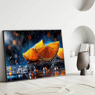Affiche encadrée oranges sous la pluie Affiche + cadre en métal - Noir