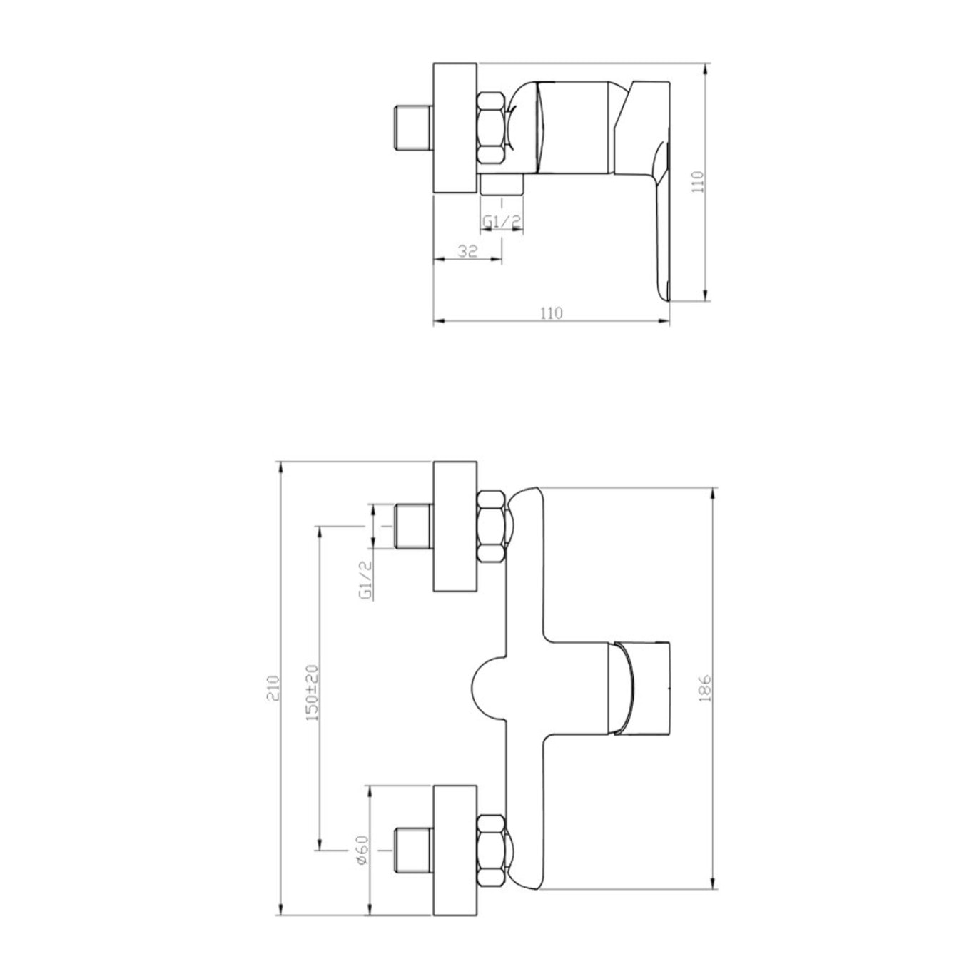 Mélangeur de douche Swiss Aqua Technologies Mood sans kit de douche 150 mm noir SATBSMOOD268C