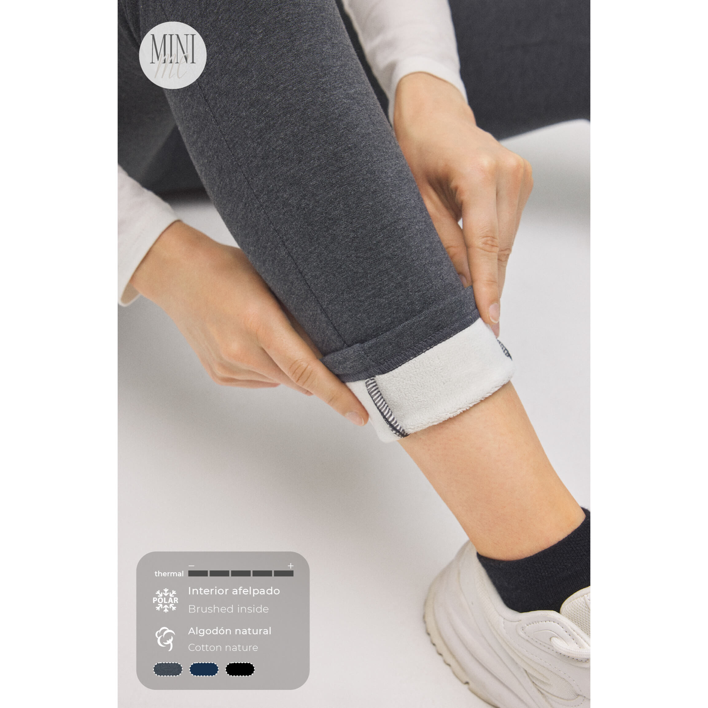 Comodi leggings termici in pile color carbone